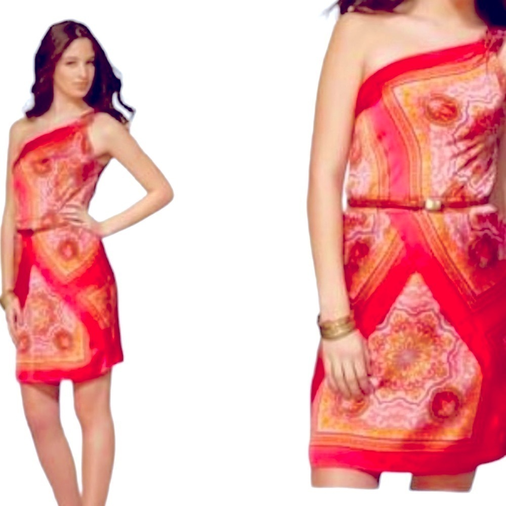 Orsay One-shoulder dress scarf silk satin pattern lightweight